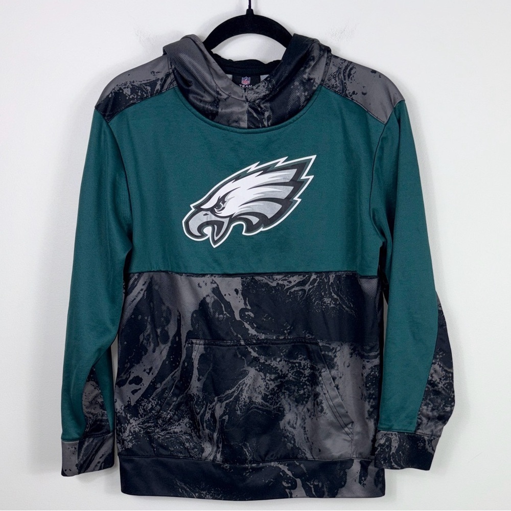 NFL Team Philadelphia Eagles Hoodie Sweatshirt Kid’s Size Large Green Black